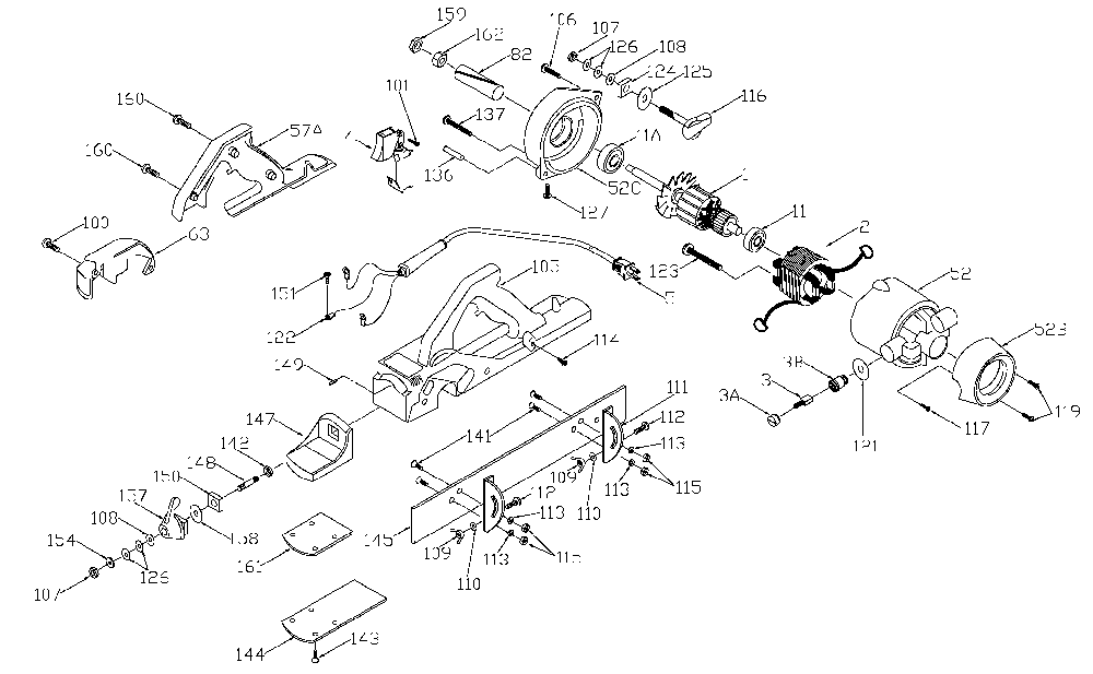 Page A Diagram and Parts List for 9118 Type 1 Porter Cable Planer Jointer